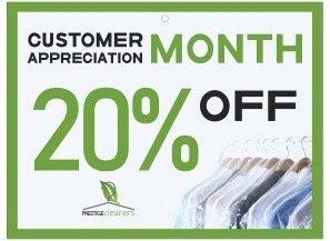 CUSTOMER APPRECIATION MONTH UP TO 20% OFF.