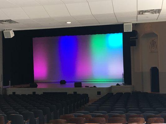 Seated auditorium. 725 capacity. Full sound & light pkg