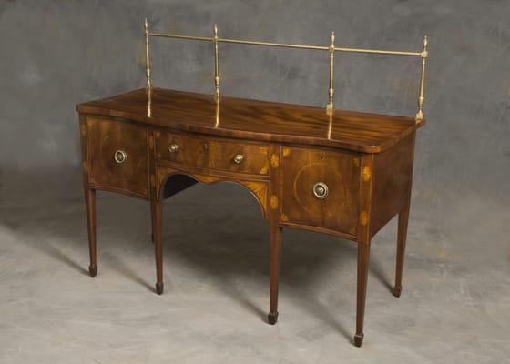 Antique English inlaid mahogany sideboard, circa 1790.