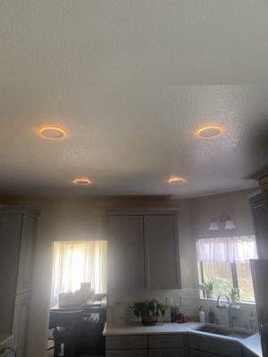 Beautiful newly recessed lighting in the kitchen