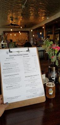 Beer menu and inside