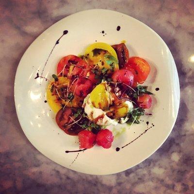 Burrata with heirloom tomatoes