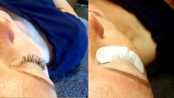 Before: barely there, blonde lashes. After: natural looking, black lashes. Extensions don't have to be fake looking.