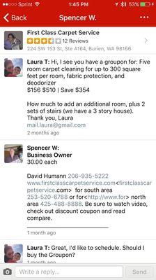 The quote. Was instead charged $179 base, $35 extra room and $3 per stair, or $76 extra. Buyer beware.