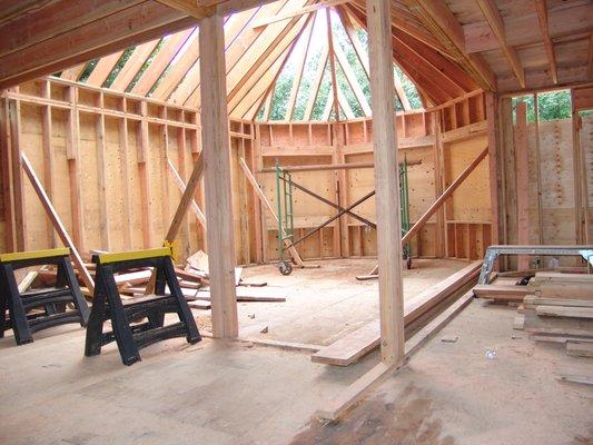 Framing of Cathedral Ceiling in bedroom remodel. Stamford, CT.