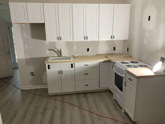 Kitchenette install in progress.