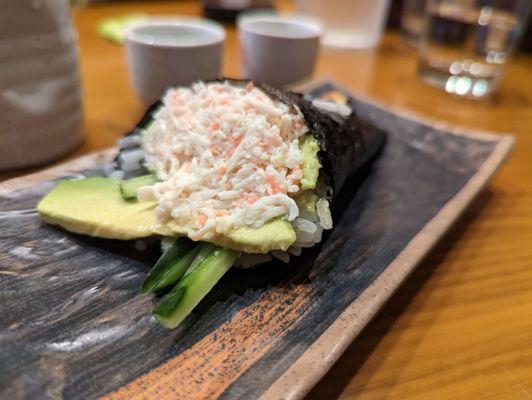 Yummy crab salad hand roll