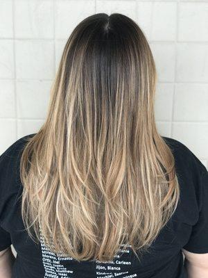 Full Balayage and Long Layered Cut