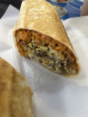 Fajita steak, breakfast burrito