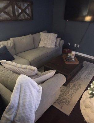 $3,500 Sectional Sofa, $300 PB Decorative Rug that ended up being free with the kickback rewards gained via the sofa purchase.