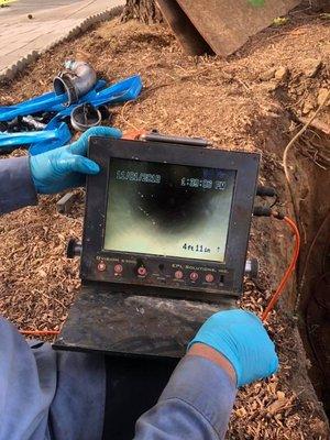 While doing a sewer liner we run the sewer camera to verify everything is perfect before the put back.