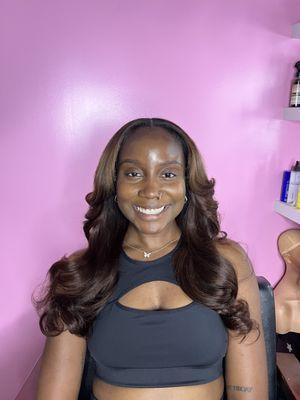 Seamless sewin featuring our textured straight bundles with custom color