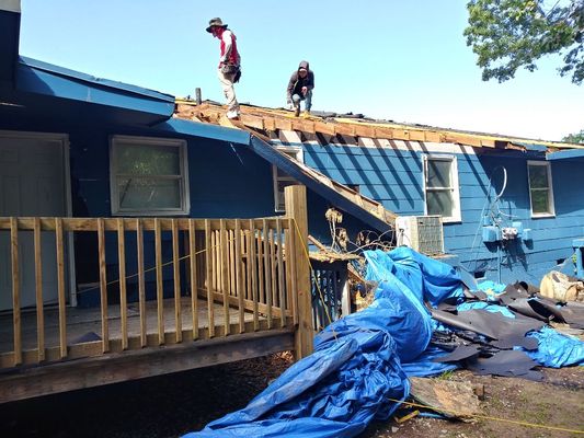 Tree fell on this house