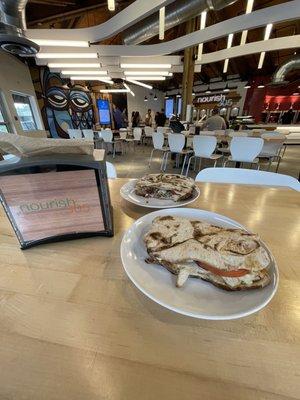 Greek veggie flatbread sandwich perfect even for a family of meat eaters like us.