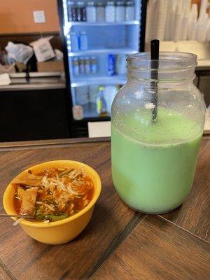 Tortilla soup and agua de pistachio