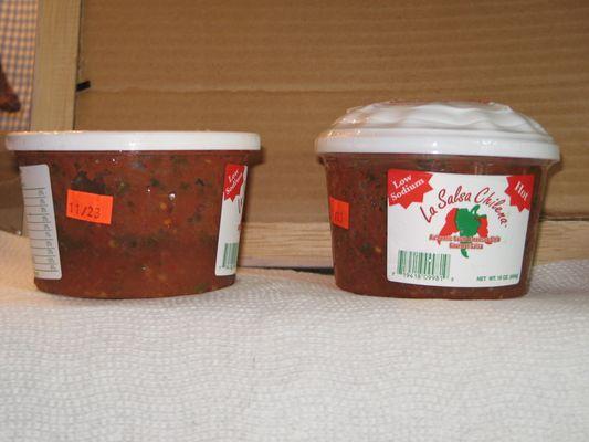 The "exploded" container is on the left. The unopened container is on the right.