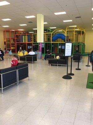 Climbing/play zone and seating area