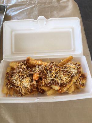 Chili Cheese Fries 1/2 pound $5