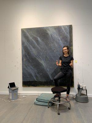 One of the cofounders in her studio.