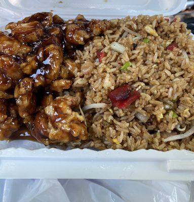 General Tso chicken w/ pork fried rice