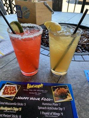 Long Island ice tea and strawberry margarita