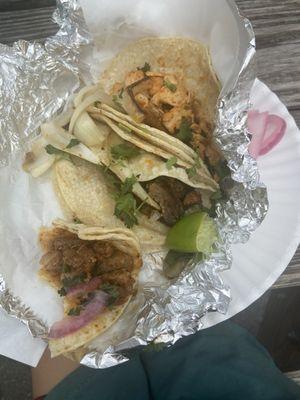 carnitas, asada, pollo tacos