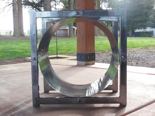 firewood holder (inside or outside), clear coated steel