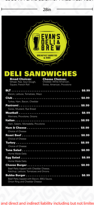 Traditional deli sandwiches