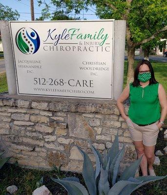 Supporting local Kyle, Texas businesses every day. 

Even got a pretty mask! 

#KerrieDonahueRealtor
#kacc 
#KyleFamilyandInjuryChiropractic