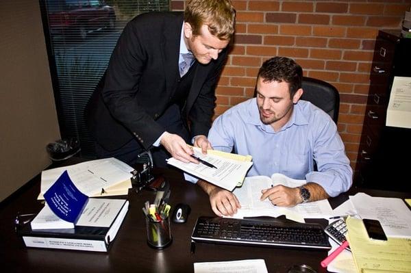 Attorneys Steve and Jeremy hard at work