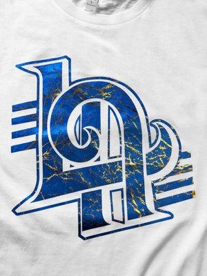 Metallic Blue and Gold Foil Custom Logo Tshirt