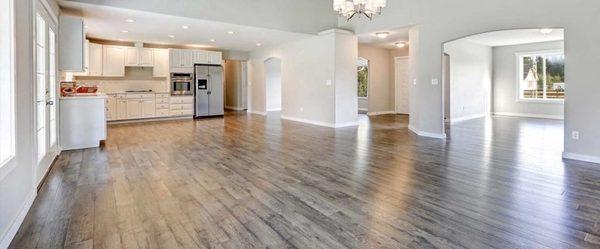 Waterproof vinyl flooring for the kitchen and hallway.