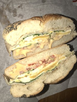 Egg/ turkey/ cheese/ spinach & tomato on a roll