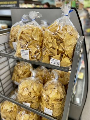 These in-house made tortilla chips are the BEST! $3.99 in the deli