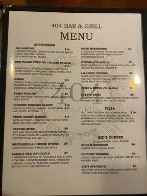 Page of if current menu