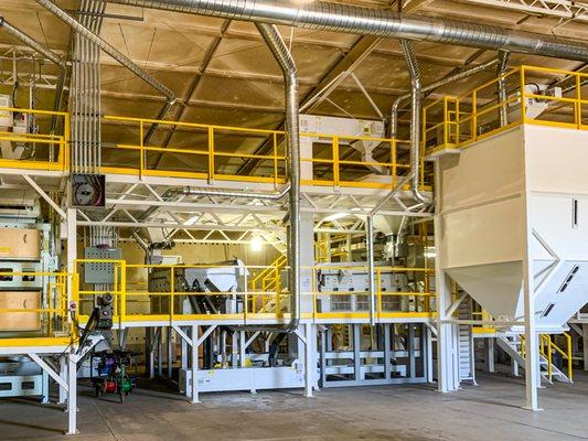 Custom Pea Processing Plant with sorting, drying, packaging and storage equipment.