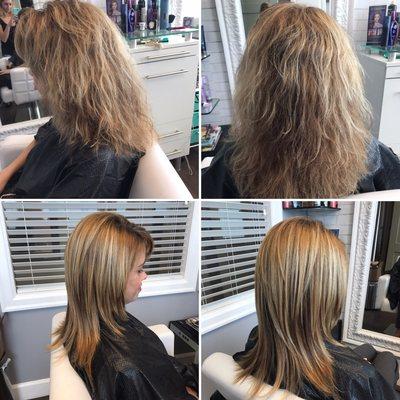 This is a before and after picture of a Keratin smoothing treatment ! Last up to 6 months !