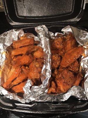 Lemon pepper hot and hot wings