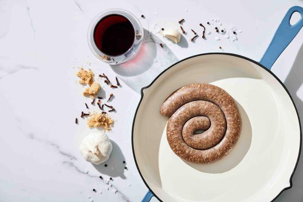 South African Style BOEREWORS: This sausage is coarse ground and has a very distinct, savory/sweet flavor, seasoned with aromatic spices.