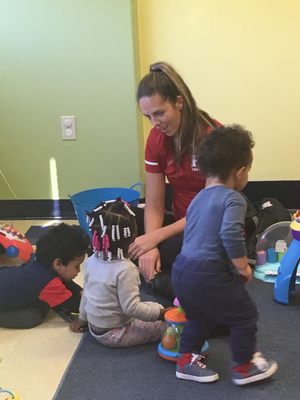 Rutgers University student-athletes volunteer every Friday at the Child Care Center