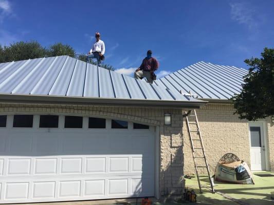 New Standing Seam metal roof, Weslaco, Texas.  Galvalume Plus.