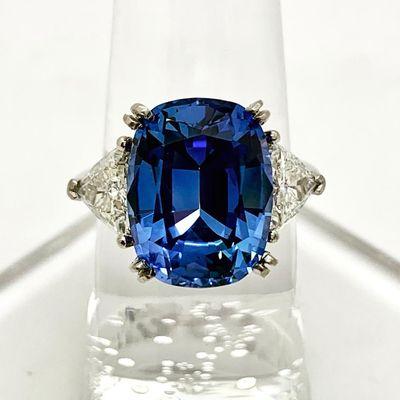 9.54 Carat No Heat Ceylon Sapphire in Platinum with 2 Trillion Diamonds