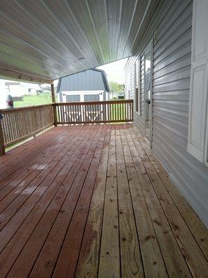 Deck power was and stain