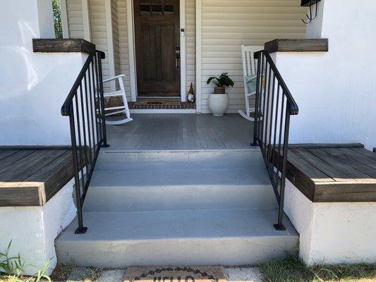 Front porch with railing