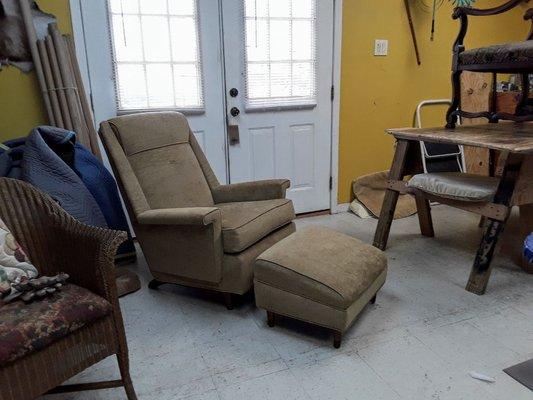 Chair and ottoman are from the 50's