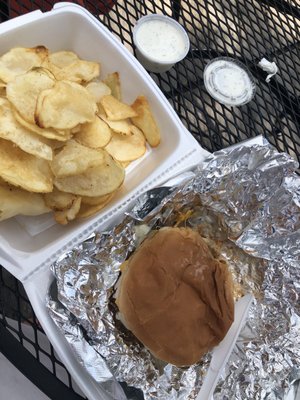 Cheeseburger combo with option of hot chips.