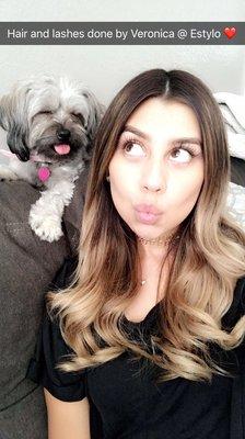 I think it's safe to say my baby Koda is loving my lashes as she poses with me in this photo!