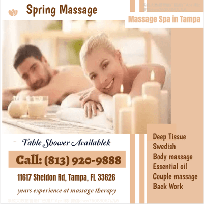 A couple's massage is just like any other massage service, 
but you and your partner receive the massage at the same time, 
o...