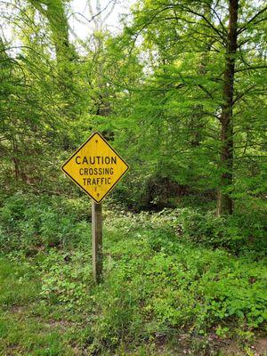 The trail is so busy they added caution signage