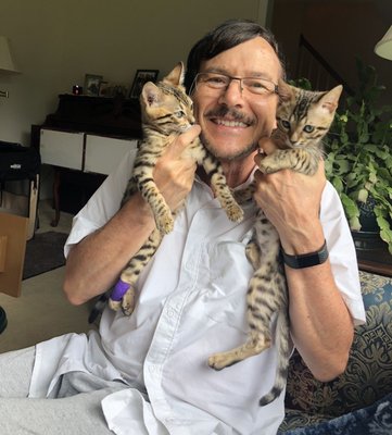 My Dad couldn't be happier with these beautiful kitties Alpha Vet helped connect him with. LOOK AT THAT SMILE!! Meet Gracie and Harry.